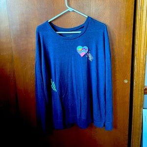 Navy Sweater with Decals